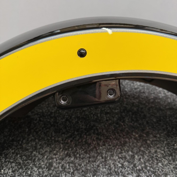 Indian Scout front fender / mudguard in gloss black with yellow graphics